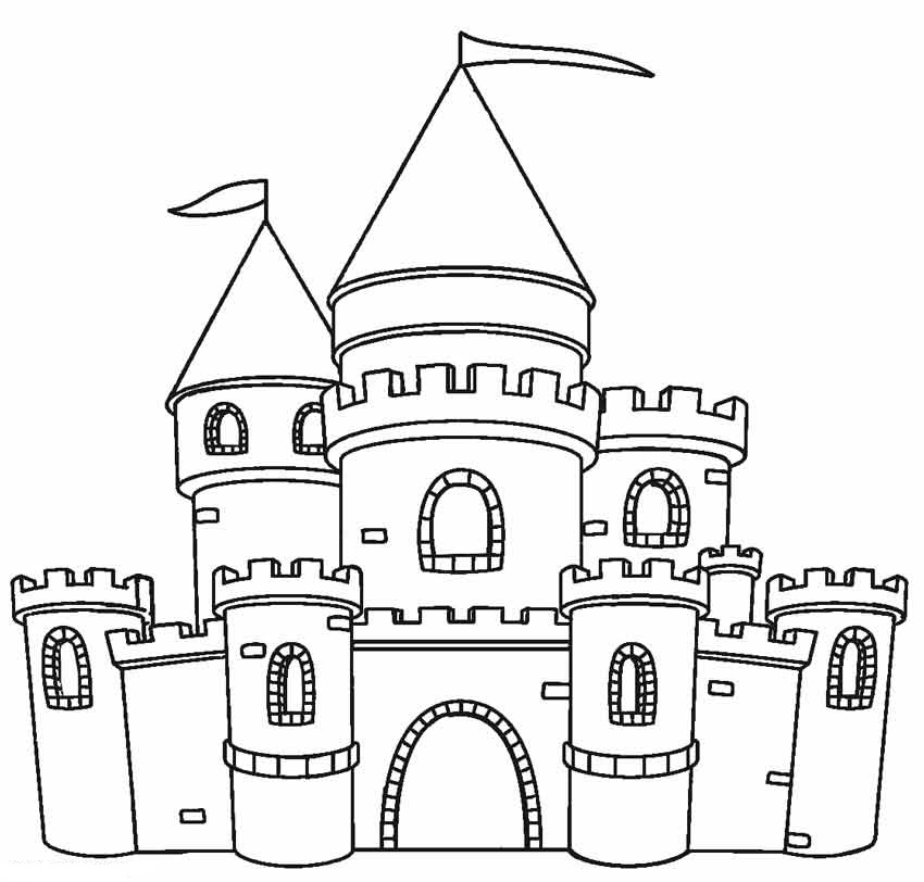 Desenho de Castelo para Atividade Infantil Grátis para Colorir