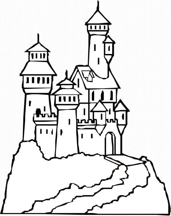 Desenho de Castelo para Colorir Imprimivel