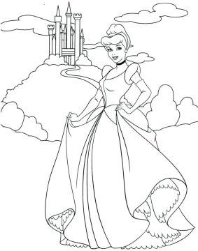 Desenho de Princesa em Frente Ao Castelo grátis para Colorir