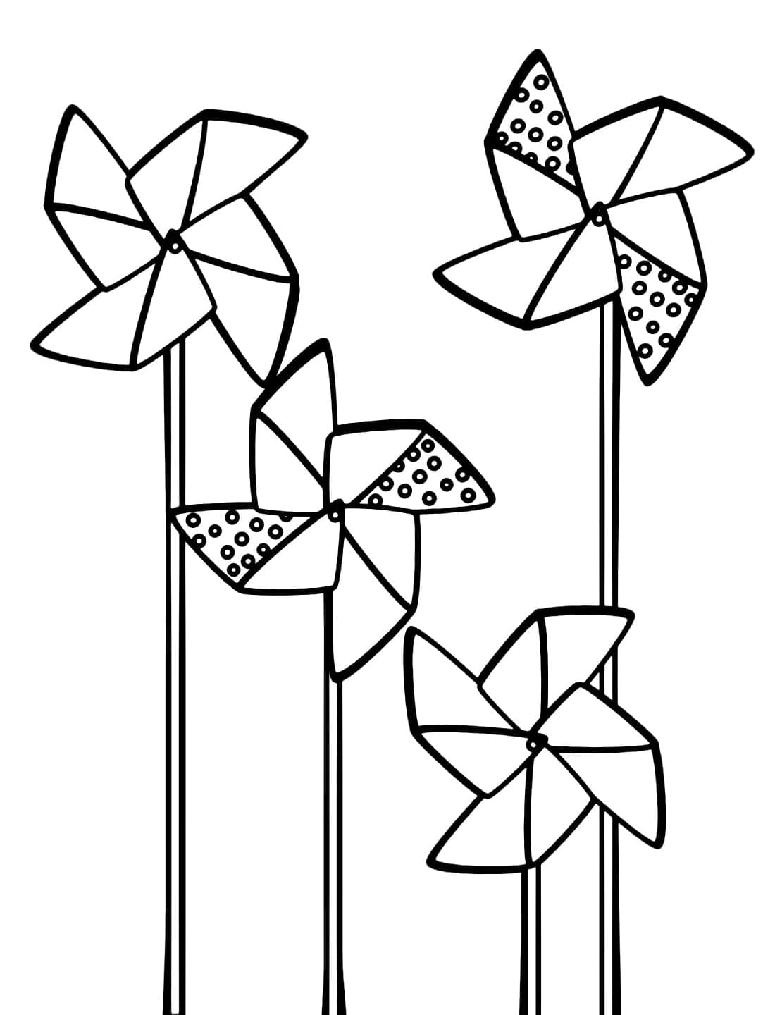 Desenho de Quatro Cataventos para Colorir