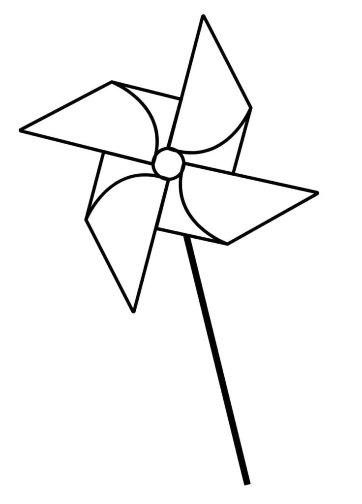Desenho de um Catavento Fácil para Colorir