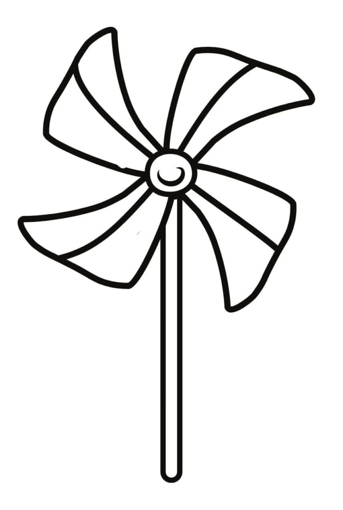 Desenho de um Catavento para Colorir