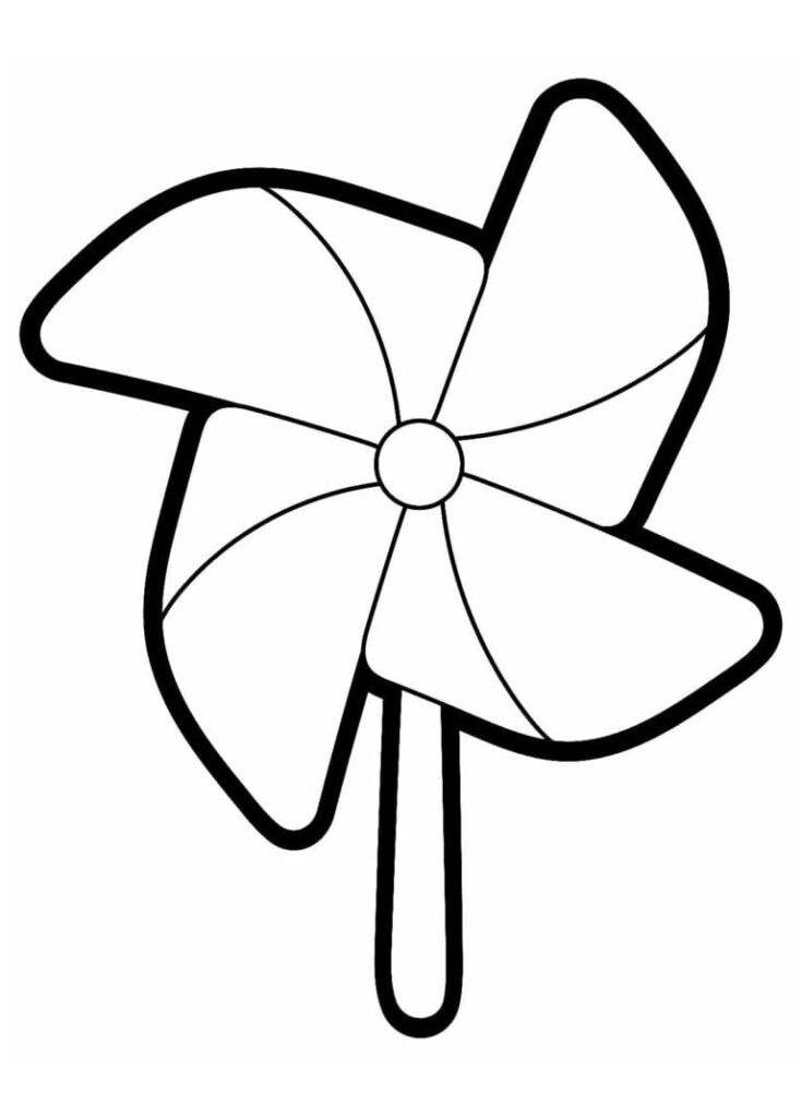 Desenho de um Lindo Catavento para Colorir