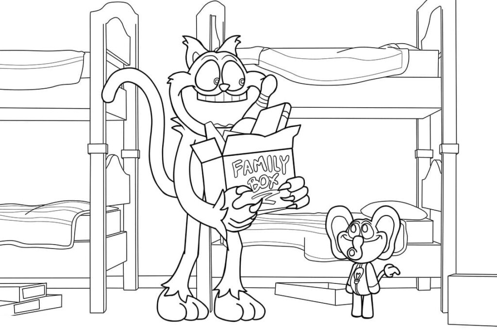Desenho de Catnap e Bubba Bubbaphant para Colorir