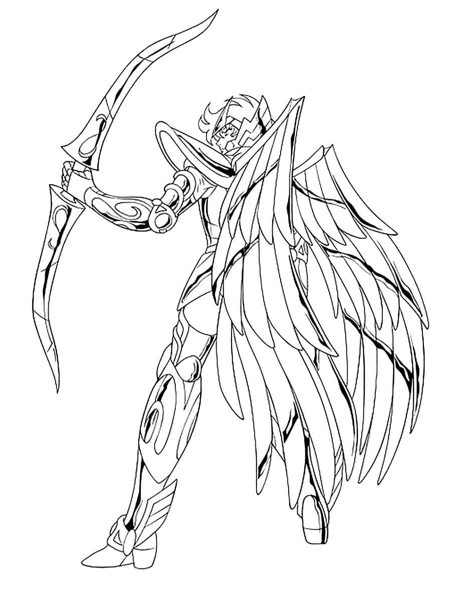 Desenho de Aiolos de Sagitário para Colorir