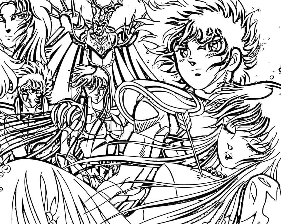 Desenho de Anime Cavaleiros do Zodíaco para Colorir