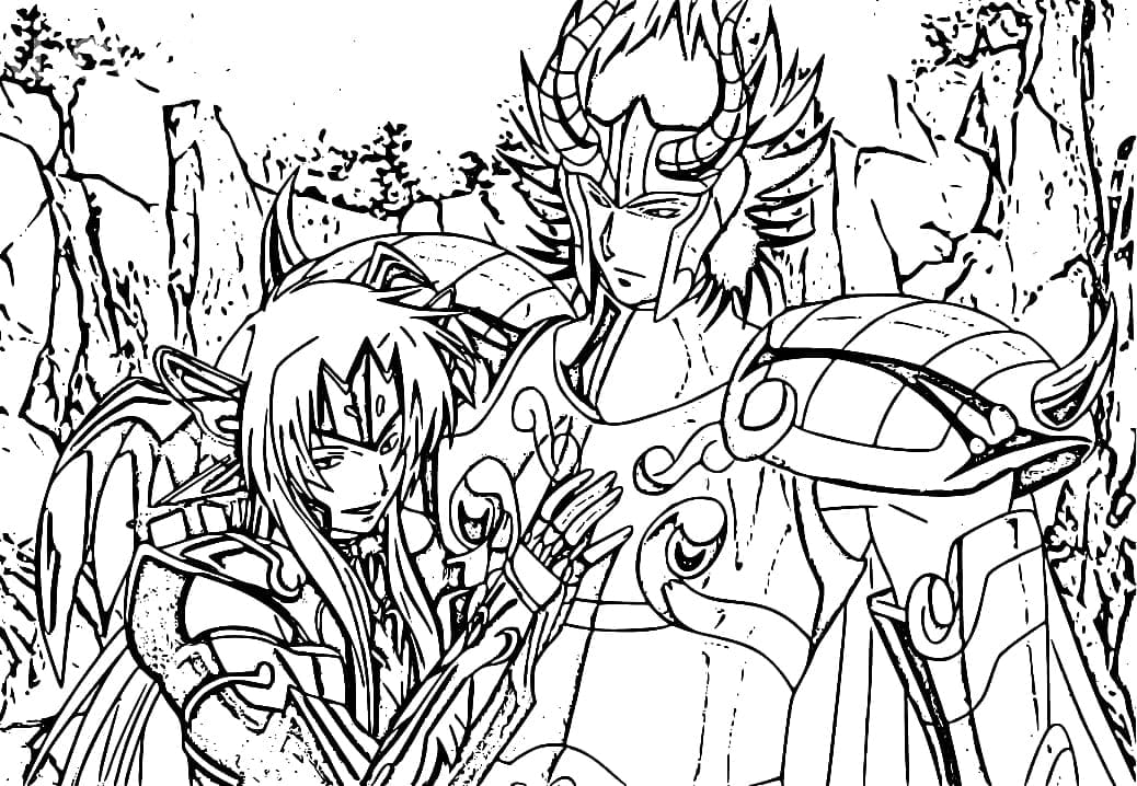 Desenho de Cavaleiros do Zodíaco Dourados para Colorir