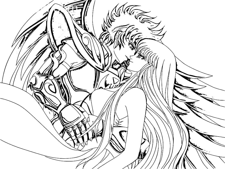 Desenho de Cavaleiros do Zodíaco Imprimivel para Colorir