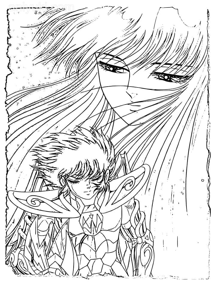 Desenho de Cavaleiros do Zodíaco para Colorir Pdf