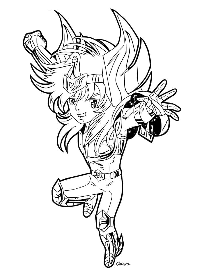Desenho de Hyoga de Cavaleiros do Zodíaco para Colorir