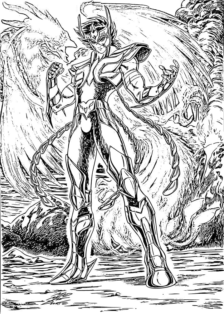 Desenho de Ikki de Fenix de Cavaleiros do Zodíaco para Colorir