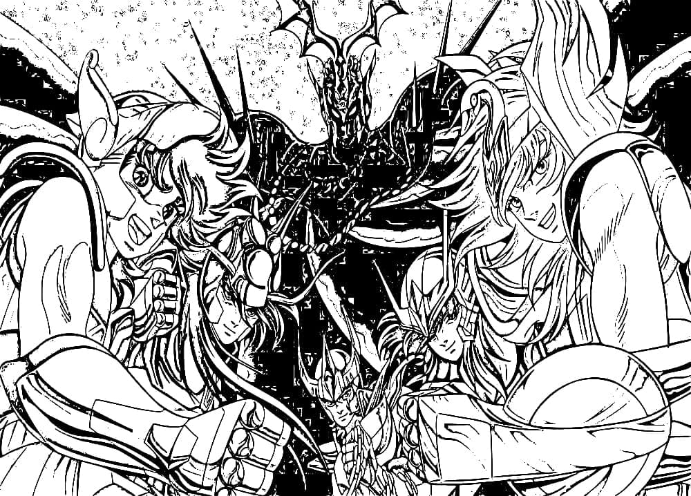 Desenho de Imagem de Cavaleiros do Zodíaco para Colorir