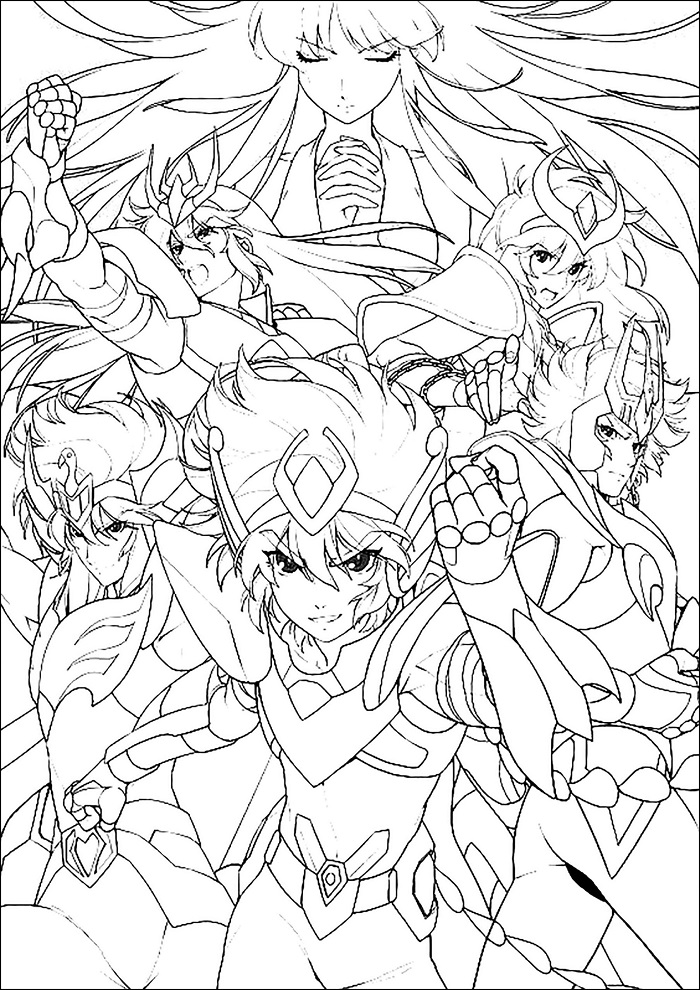 Desenho de Personagens de Anime Cavaleiros do Zodíaco para Colorir