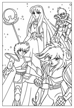 Desenho de Personagens de Os Cavaleiros do zodíaco para Colorir