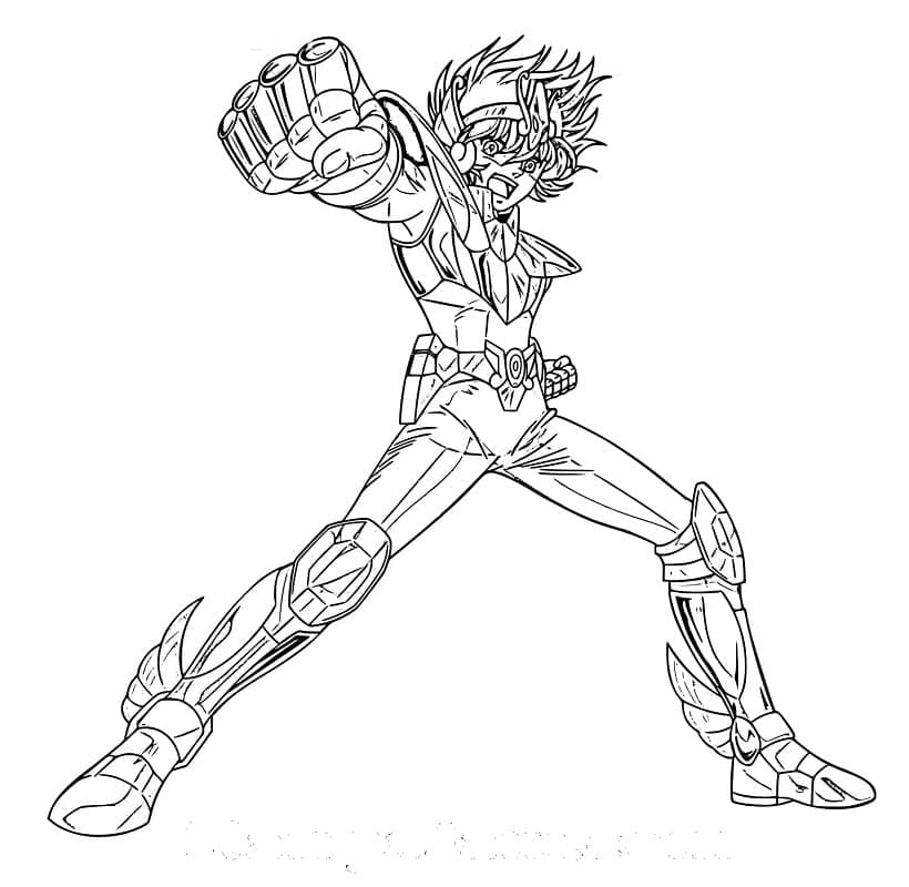 Desenho de Seiya de Pegaso de Cavaleiros do Zodíaco para Colorir