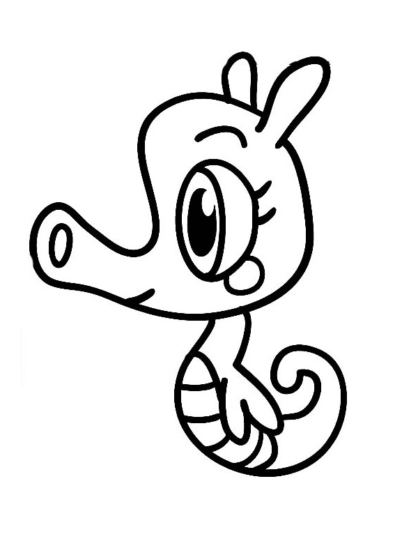 Desenho de Cavalo Marinho Bonito para Colorir Pdf
