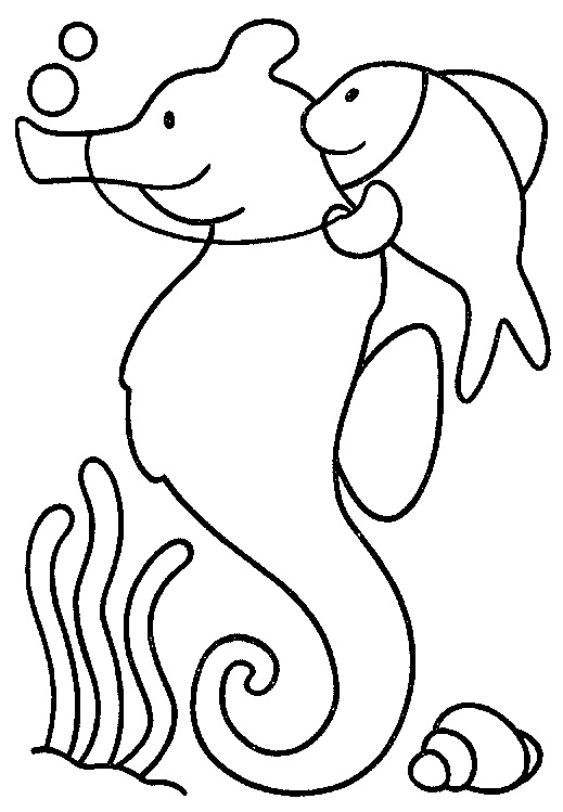 Desenho de Cavalo Marinho Infantil para Imprimir