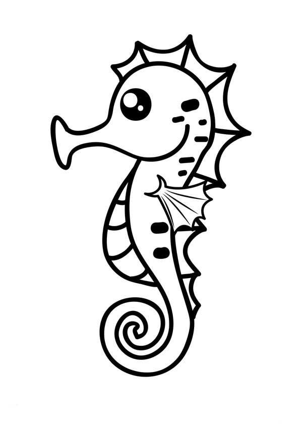 Desenho de Cavalo Marinho para Colorir Pdf