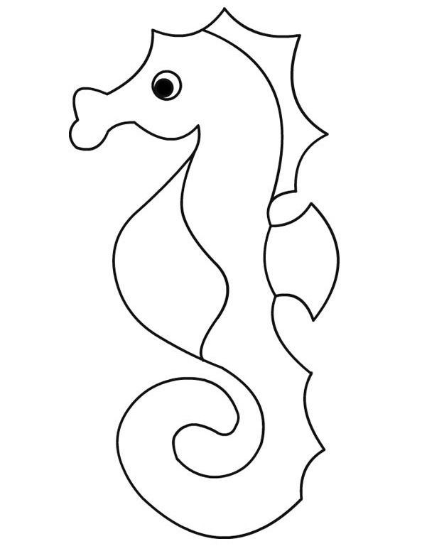 Desenho de Cavalo Marinho para Pintar Giz de Cera