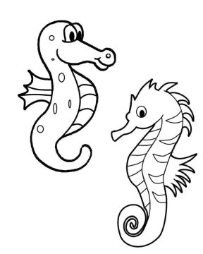 Desenho de Cavalo Marinho Tradicional para Imprimir