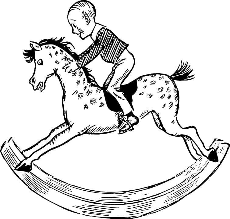 Desenho de Cavalo de Pau Bonito para Colorir Pdf