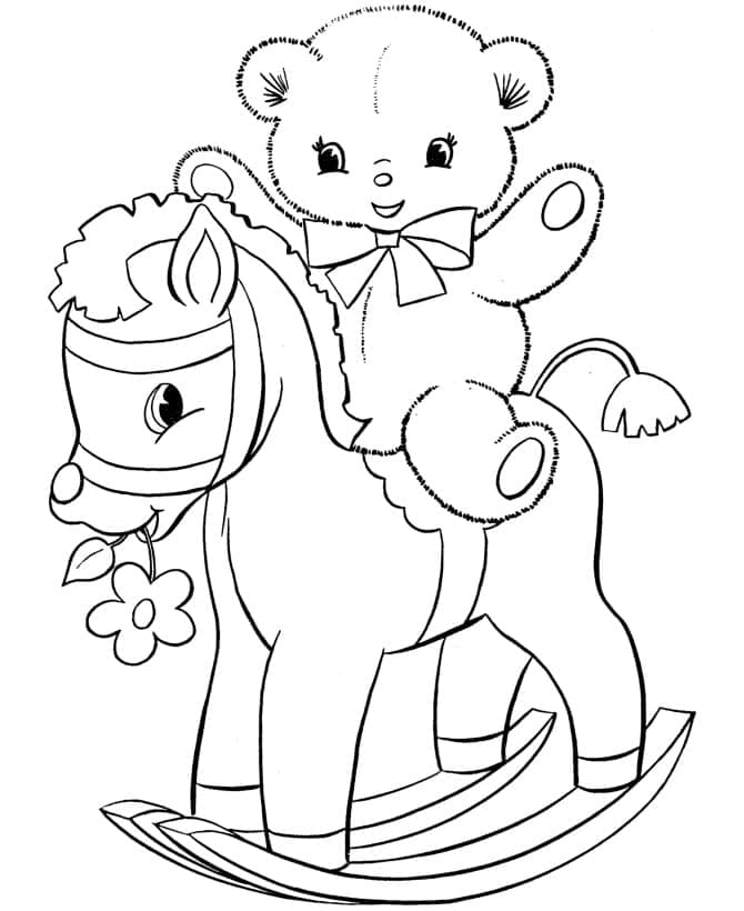 Desenho de Cavalo de Pau Brincando para Colorir