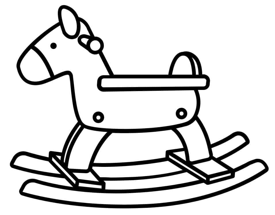 Desenho de Cavalo de Pau com Detahes para Colorir Pdf