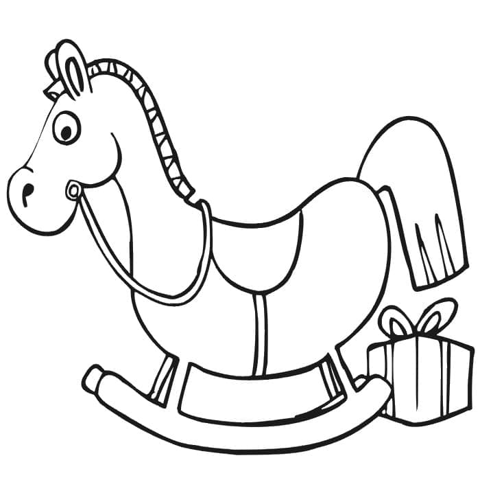 Desenho de Cavalo de Pau em Brinquedoteca para Imprimir