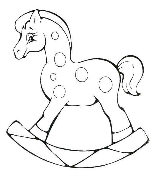 Desenho de Cavalo de Pau Engraçado para Pintar Giz de Cera
