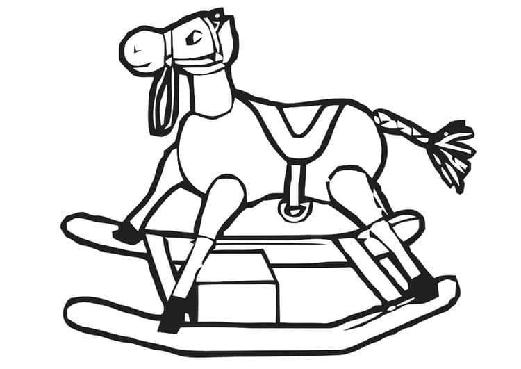 Desenho de Cavalo de Pau no Parque para Colorir Pdf