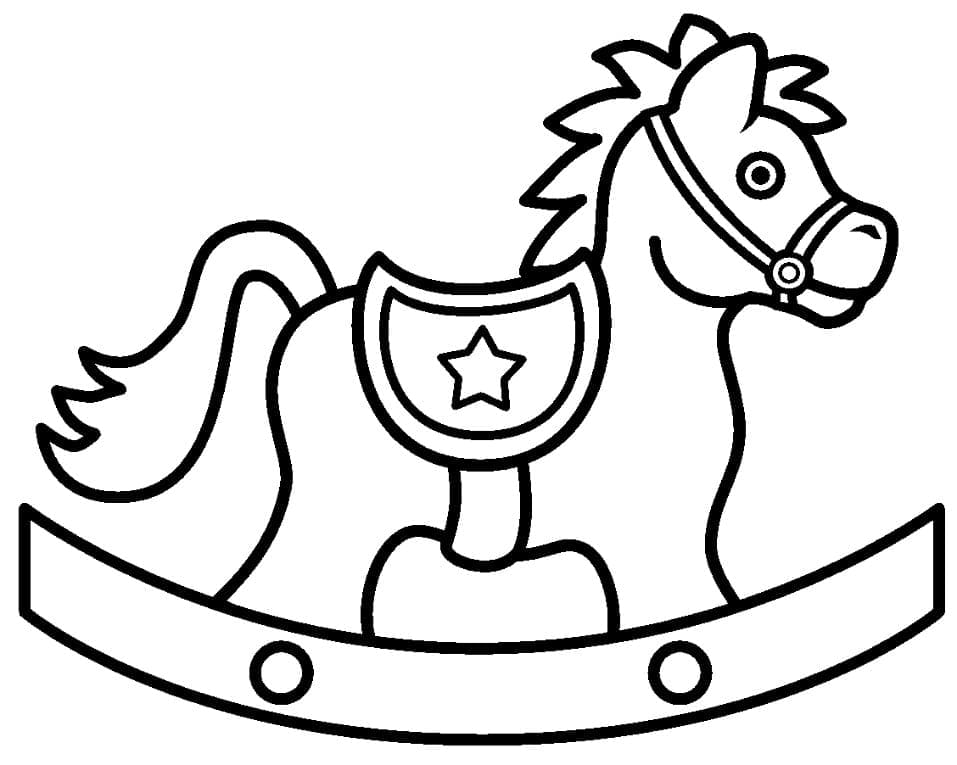 Desenho de Cavalo de Pau para Imprimir Lápis de Cor