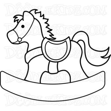 Desenho de Cavalo de Pau para Pintar Giz de Cera
