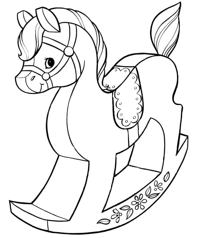 Desenho de Cavalo de Pau Pequeno para Imprimir Lápis de Cor