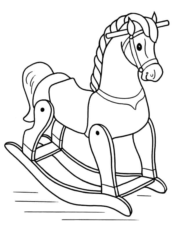 Desenho de Cavalo de Pau Simples para Imprimir Lápis de Cor