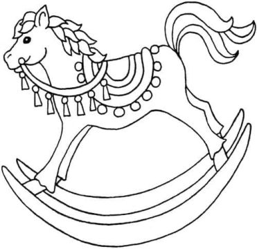 Desenho de Cavalo de Pau Tradicional para Imprimir