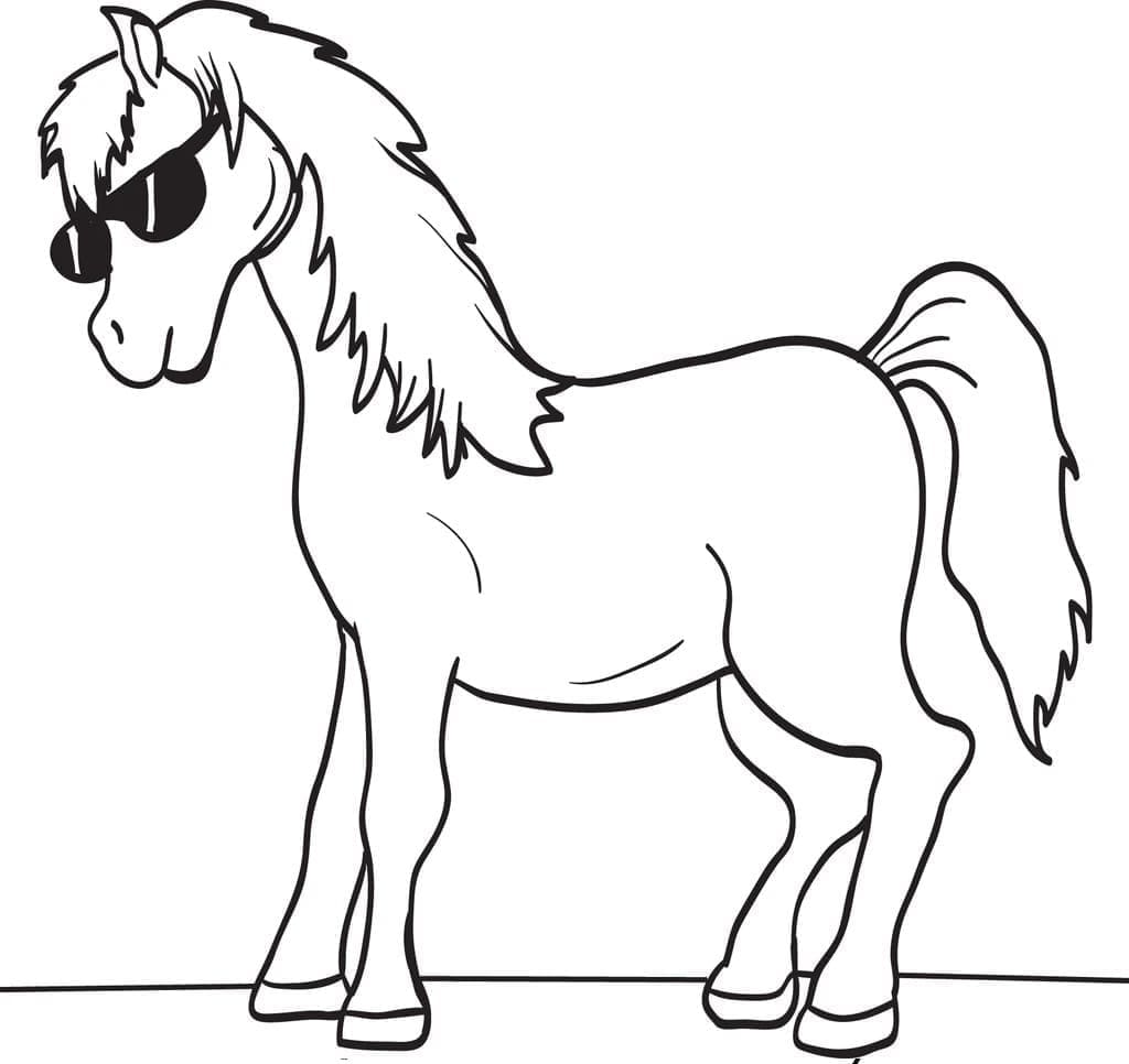 Desenho de Cavalo com Óculos de Sol para Colorir