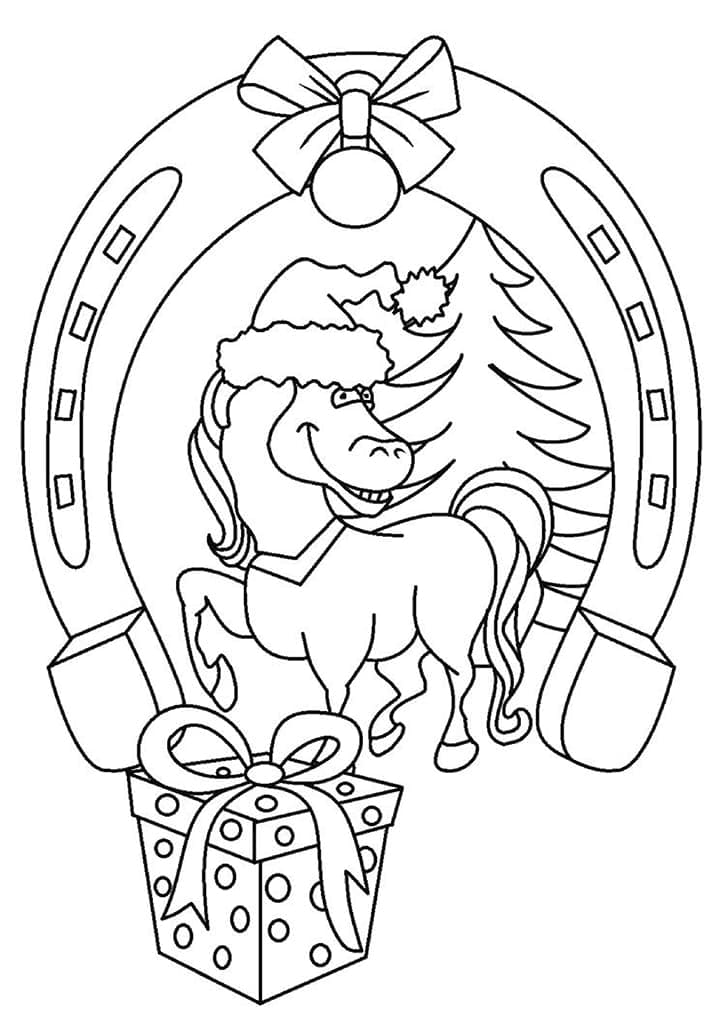Desenho de Cavalo de Natal para Colorir