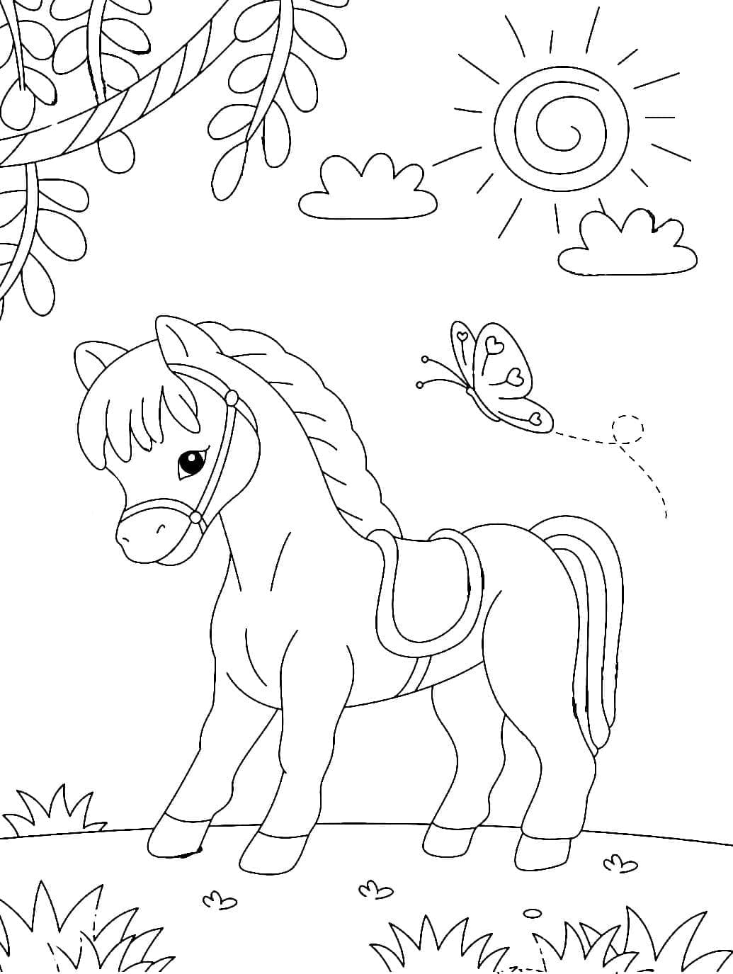Desenho de um Cavalo Fofo para Colorir