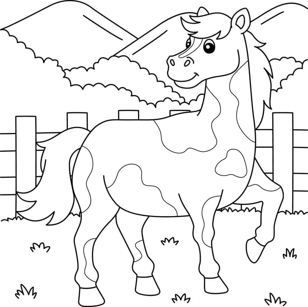 Desenho de um Cavalo Muito Feliz para Colorir