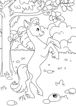 Desenho de Um Pequeno Cavalo para Colorir