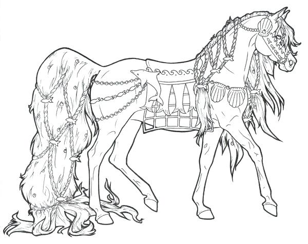 Desenho de Cavalo com Muitos Detalhes para Colorir Grátis