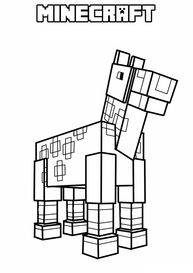Desenho de Cavalo Minecraft para Colorir Pdf