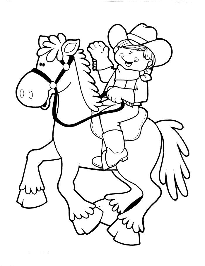 Desenho de Menina e Cavalo para Crianças para Pintar e Colorir