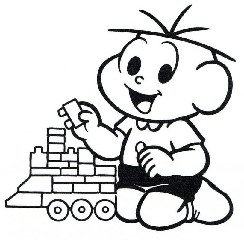 Desenho de Cebolinha com Brinquedo para Colorir