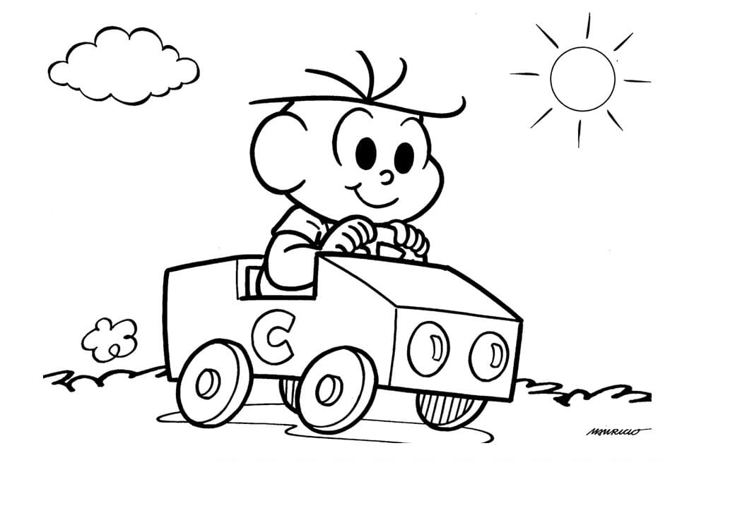 Desenho de Cebolinha Dirigindo para Colorir