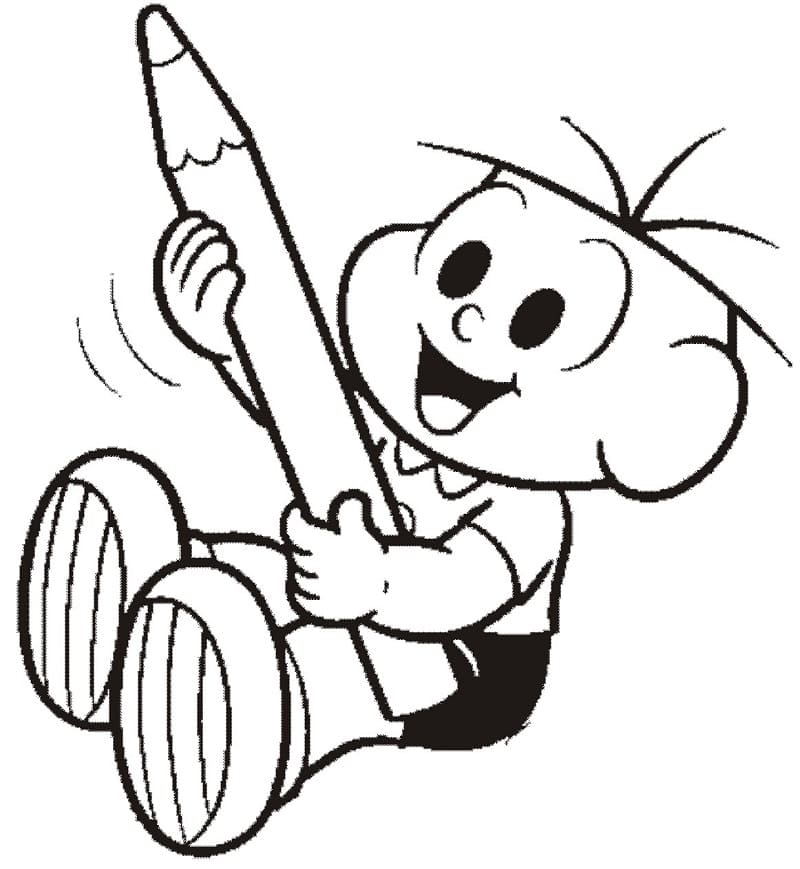 Desenho do Cebolinha com Lápis de Cor Gigante para Colorir