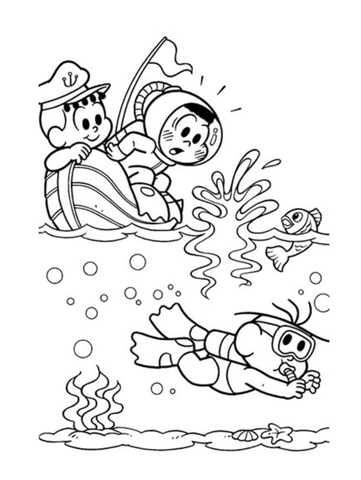 Desenho do Cebolinha Nadando para Colorir