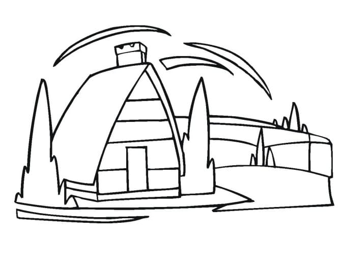 Desenho de Celeiro Bonito para Colorir Pdf