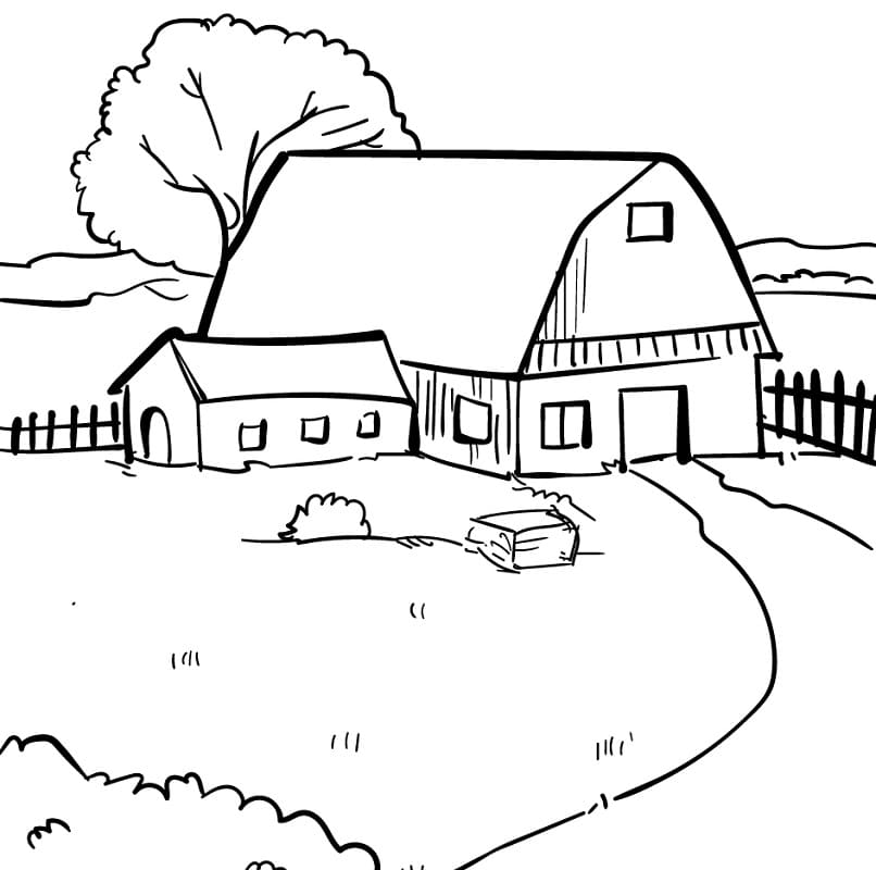 Desenho de Celeiro Fofo para Colorir Pdf