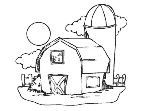 Desenho de Celeiro Simples para Imprimir lápis de Cor